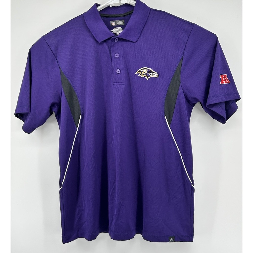 NFL Team Apparel Baltimore Ravens Short Sleeve Polo Shirt Purple Men's Large